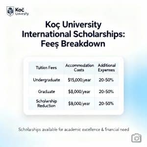 Koç University scholarships for international students fees breakdown