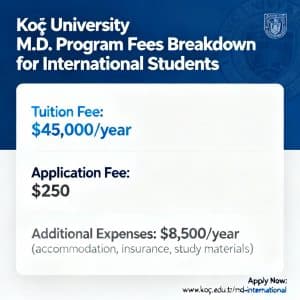 Koç University medical faculty admission fees breakdown
