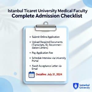 Istanbul Ticaret University medical faculty admission complete checklist