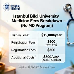Istanbul Bilgi University medical faculty admission fees breakdown