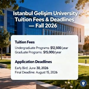 Istanbul Gelişim University tuition fees 2026 updated deadlines