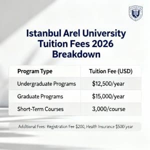 Istanbul Arel University tuition fees 2026 fees breakdown