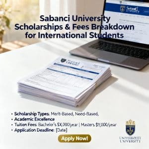 Sabancı University scholarships for international students fees breakdown