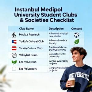 İstanbul Medipol University student clubs and societies complete checklist