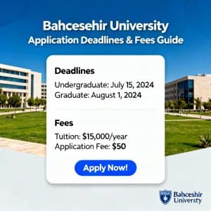 Bahçeşehir University application deadlines fees breakdown