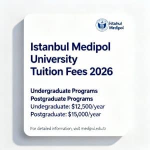 İstanbul Medipol University tuition fees 2026 in English