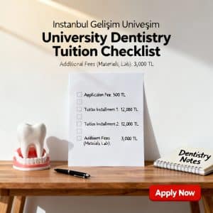 Istanbul Gelişim University dentistry tuition complete checklist