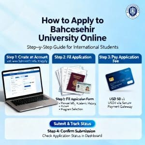 Bahçeşehir University how to apply online in English