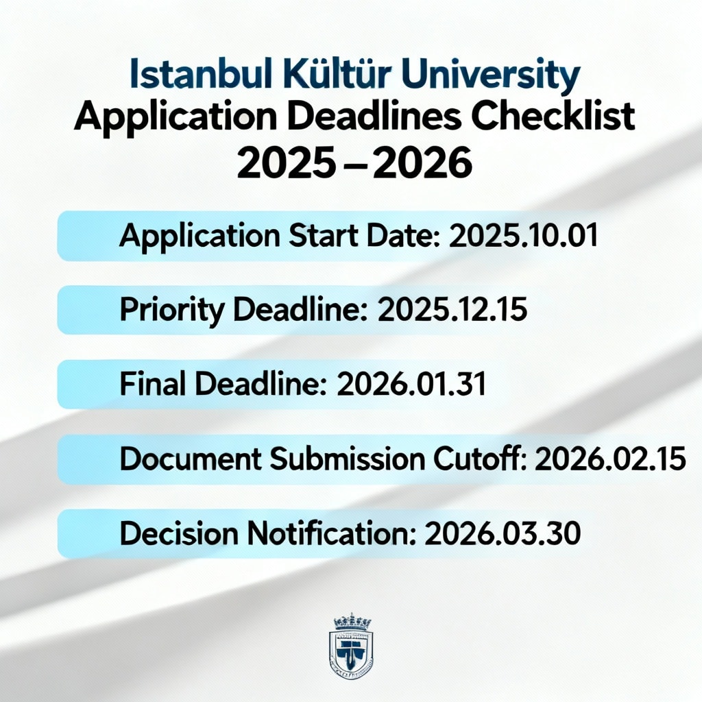 Liste de vérification des délais de candidature de l'Université de la Culture d'Istanbul 2025–2026