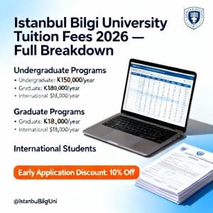 Istanbul Bilgi University tuition fees 2026 fees breakdown