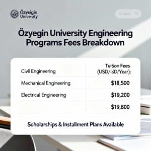 Özyeğin University engineering programs fees breakdown