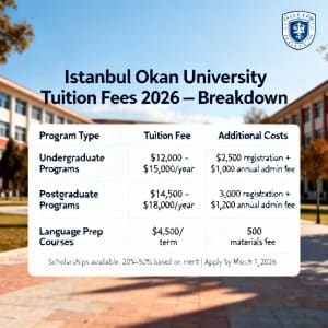 Istanbul Okan University tuition fees 2026 fees breakdown