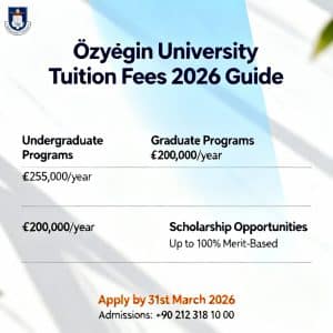 Özyeğin University tuition fees 2026 2026 guide