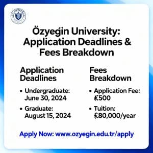 Özyeğin University application deadlines fees breakdown