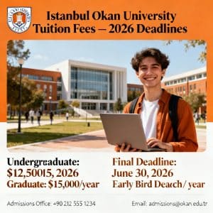 Istanbul Okan University tuition fees 2026 updated deadlines